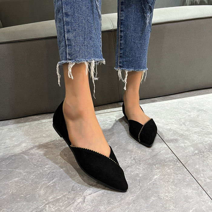 Women's Pointed Toe Shallow Square heel(1cm-2cm ) Slip-On Shoess