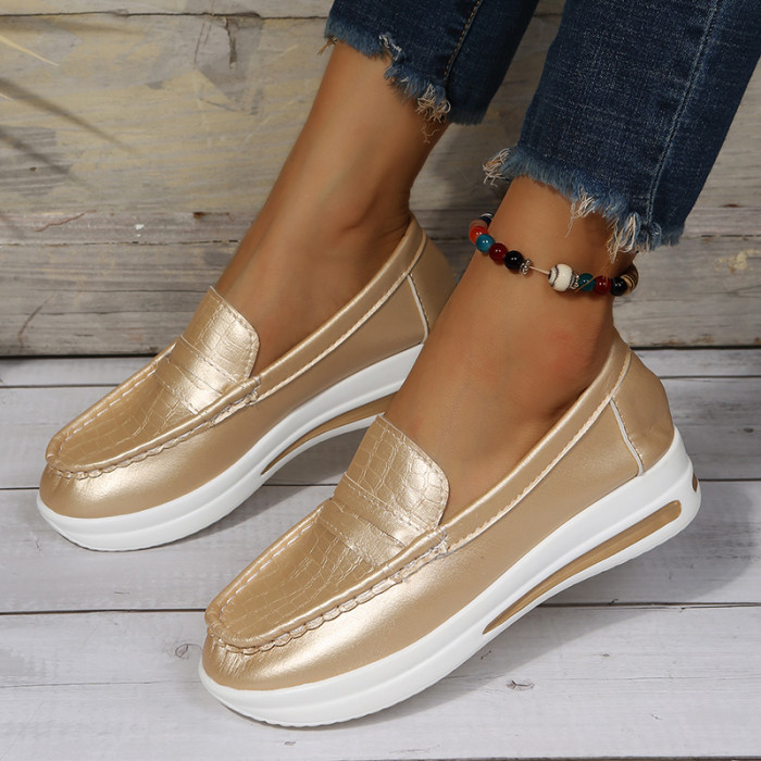 Women Slip On Platform Shoes Casual Soft Vulcanized Loafers