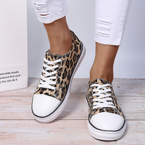 Autumn Leopard Lace Up Casual Canvas Shoes