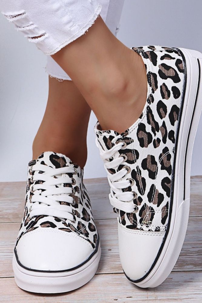 Autumn Leopard Lace Up Casual Canvas Shoes