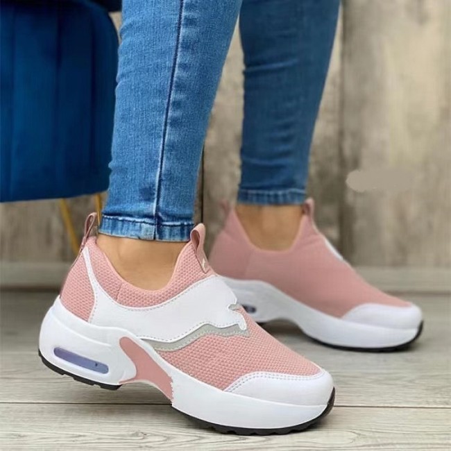 Women Fashion Platform Solid Color Breathable Walking Sneakers