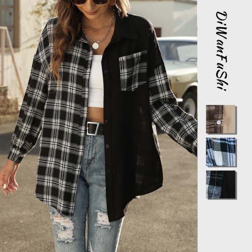 Women Patchwork Loose Casual Shirts