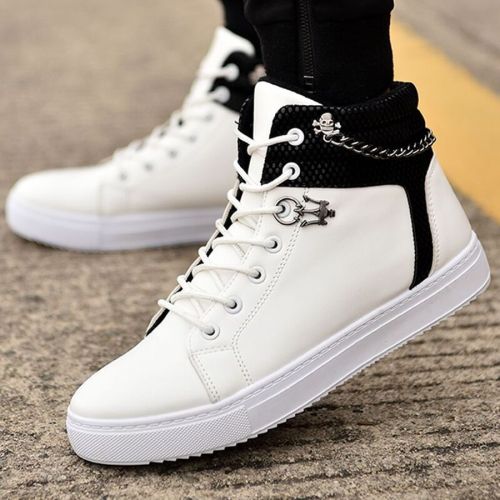 Men's Casual Lace-up Chain High Top Sneakers