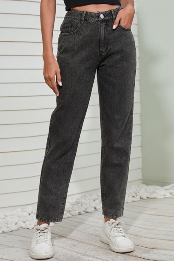 Women's Casual Straight Mid Waist Jeans
