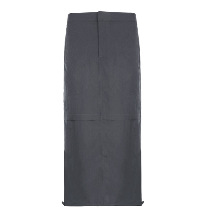 Y2k Chic Patchwork Vintage Drawstring Hem Cargo Skirts