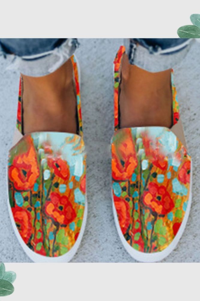 Women Fashion Printing Canvas Shoes