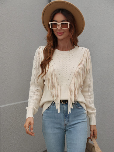 Women's Solid Tassel Loose-fitting Knitted Sweaters