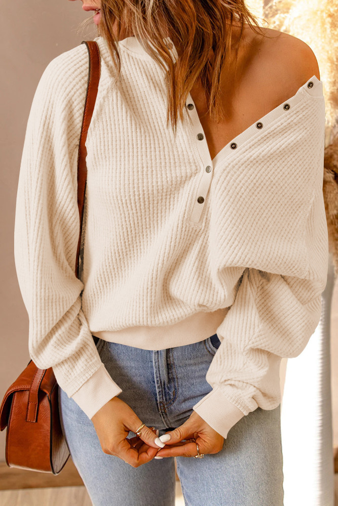 Women's Button Long Sleeve Loose Casual Sweatshirts