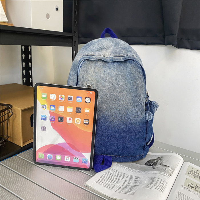 New Simple Washed Denim Canvas Backpack