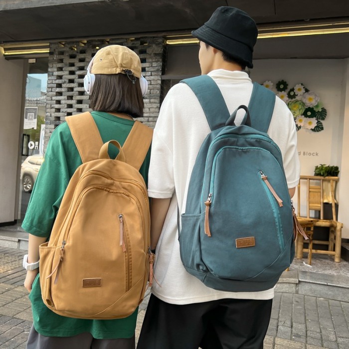 Unisex Fashion Vintage Solid Color Capacity Casual Backpacks