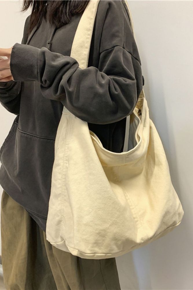 New Solid Simple Large Capacity Canvas Tote Bag