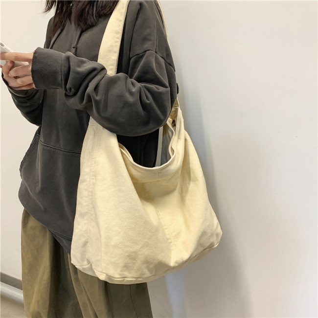 New Solid Simple Large Capacity Canvas Tote Bag