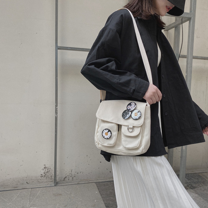 Chic Harajuku Versatile One-shoulder Crossbody Canvas Bag