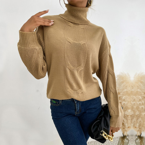 Women Casual Twist Turtleneck Loose Sweaters