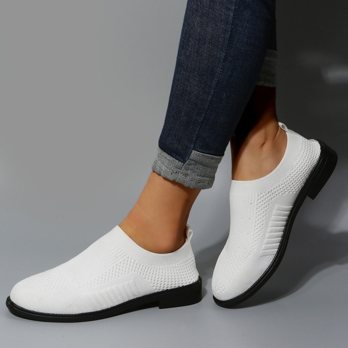 Women Mesh Slip-On Knit Solid Casual Sneakers