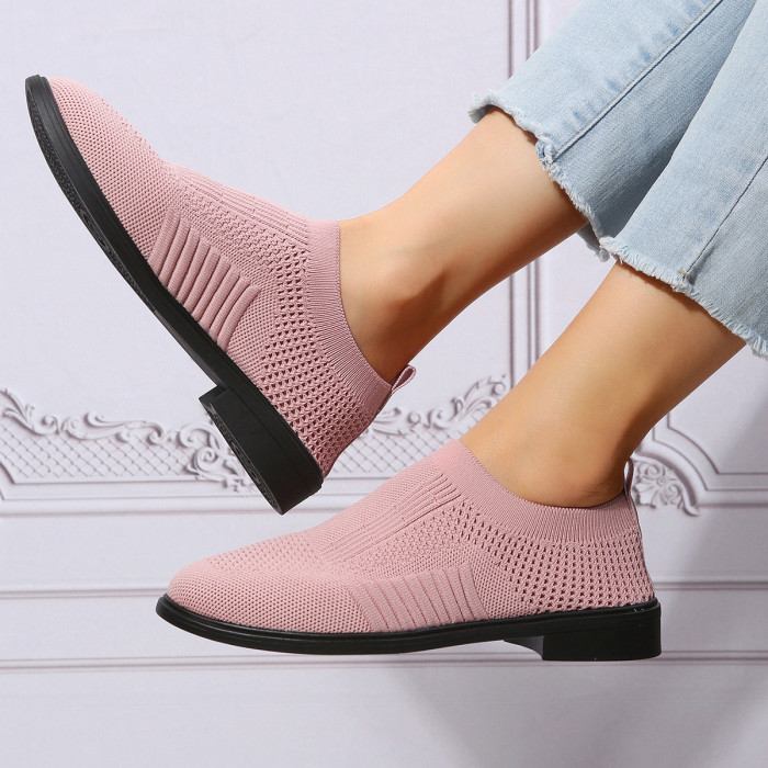 Women Mesh Slip-On Knit Solid Casual Sneakers