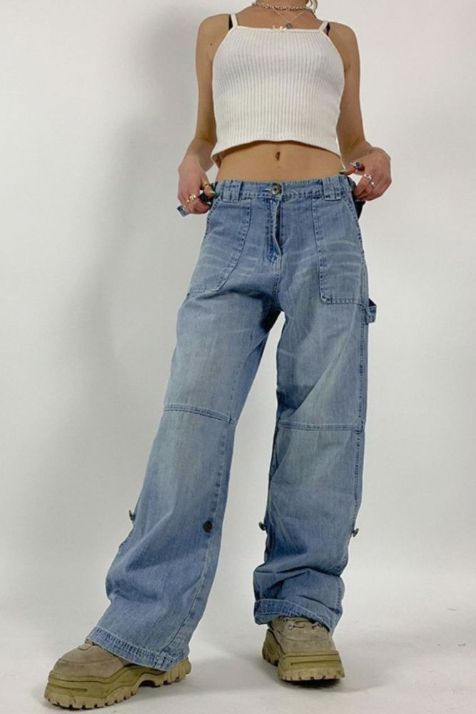 Fashion Loose Pockets Baggy Cargo Jeans