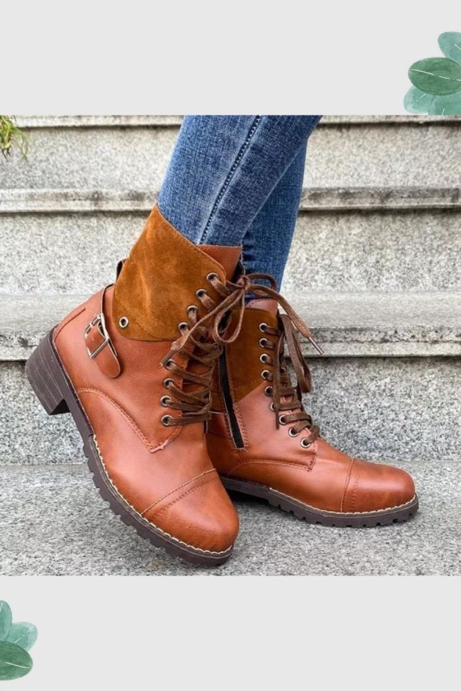 Women Fashion Casual Leather Ankle Boots
