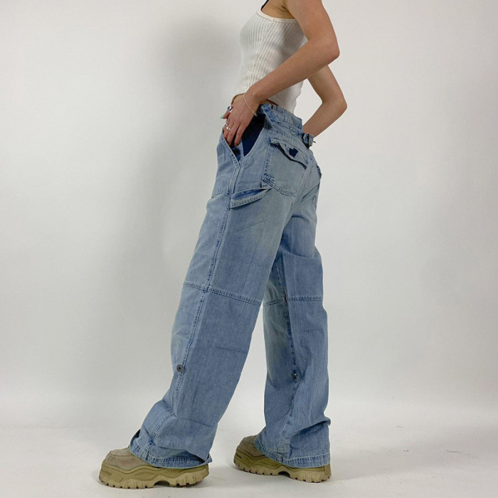 Fashion Loose Pockets Baggy Cargo Jeans