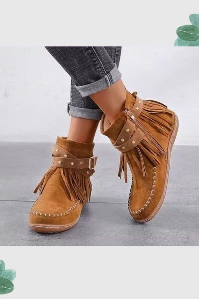 Autumn Side Zipper Round Boots