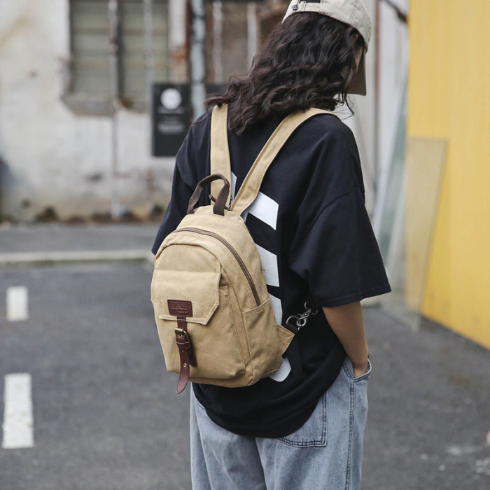 Fashion Retro Small Multifunction Canvas Backpack