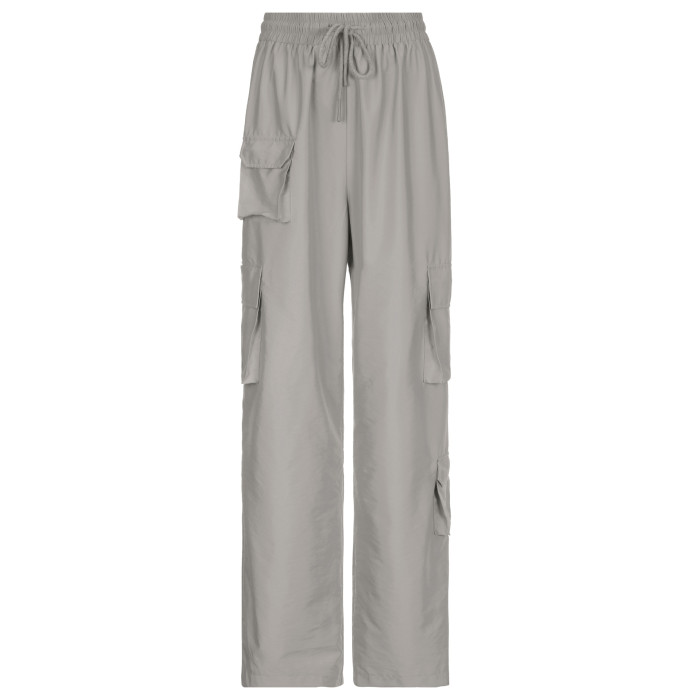 Women's Solid Elastic Waist Tie Multi Pocket Cargo Pants