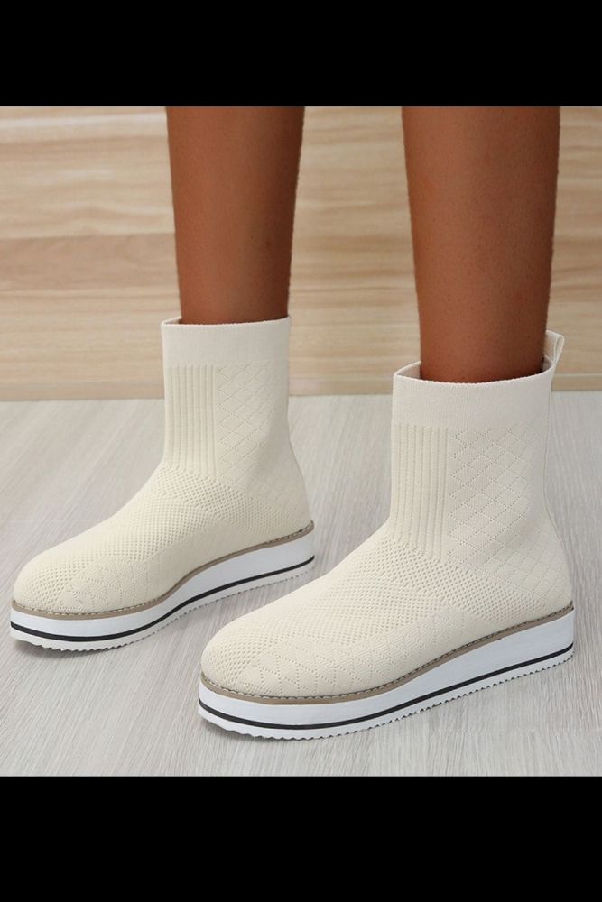 Women Gothic Platform Stretch Knitted Sock Boots