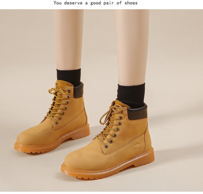 Couple Retro High Quality Lace-up Sqaure Heel Martin Boots