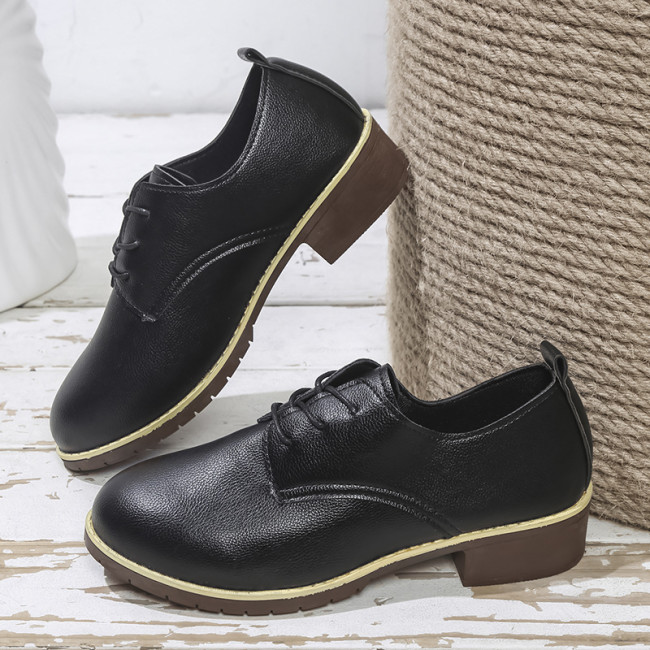 New Women's Chunky Heel Lace-up Shoes