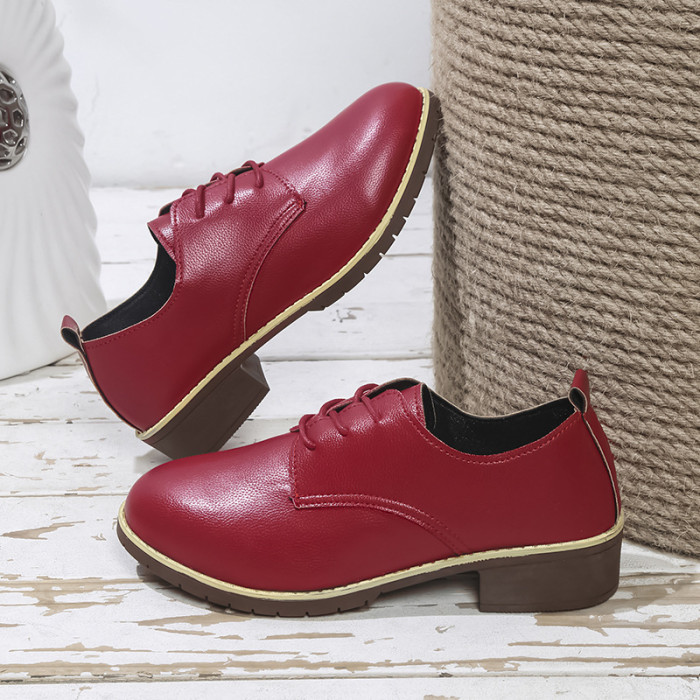New Women's Chunky Heel Lace-up Shoes