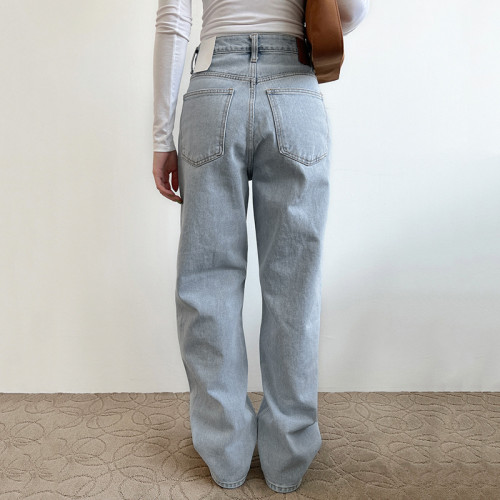 Vintage Ripped Low Waist Wide Leg Jeans for Women