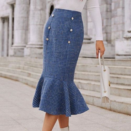 Women's Fashion Sexy High Waist  Mid-length Pleated Skirts