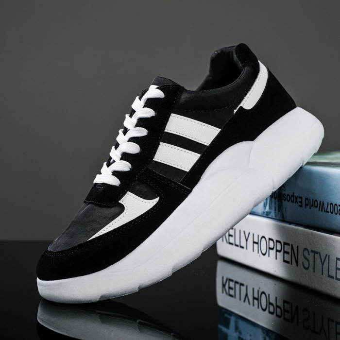 Men's Casual Leather Lace-up Platform Running Sneakers