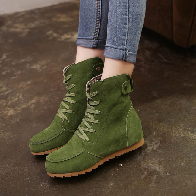 New Suede Leather Lace-Up Classic Ankle Boots