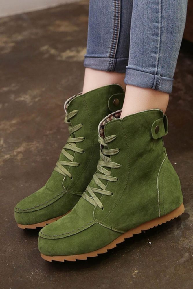 New Suede Leather Lace-Up Classic Ankle Boots