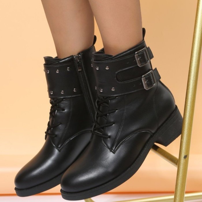 New Fashion Leisure Non-slip Round Metal Decor Warm Boots