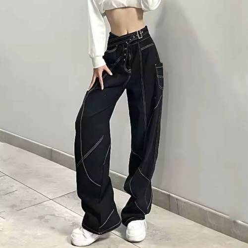 Y2K Woman Basic High Waist Straight Baggy Jeans