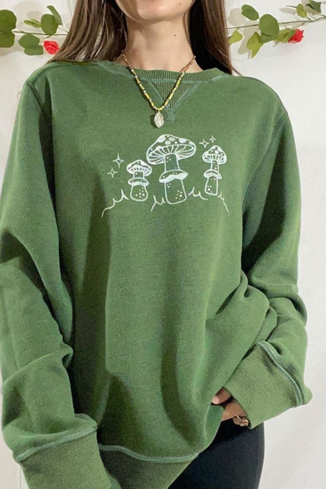 Women Fashion Oversize Letter Print Casual Crewneck Sweatshirts