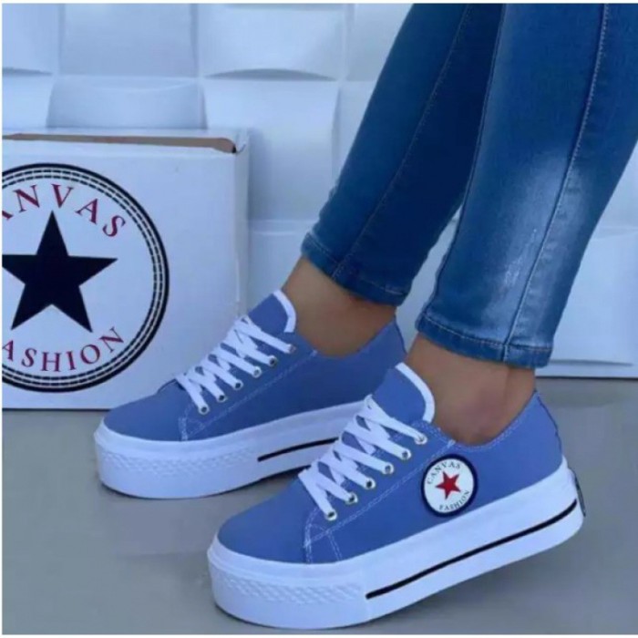 Women's New Thick-soled Lace-up Canvas Shoes