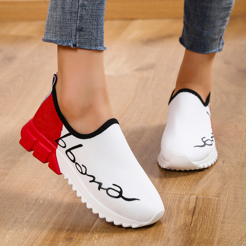 Women Fashion Mix Color Slip on Casual Loafers