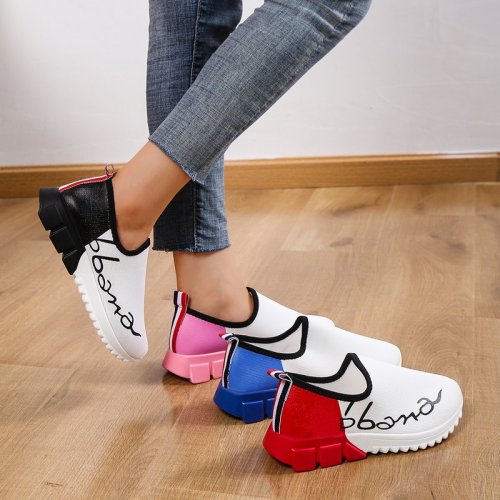 Women Fashion Mix Color Slip on Casual Loafers