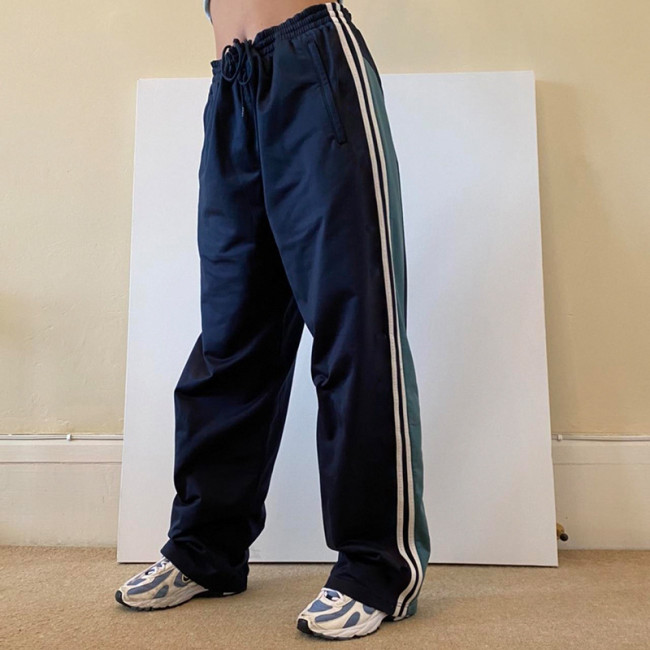 Trendy Women's Loose Colorblock Design Casual Pants