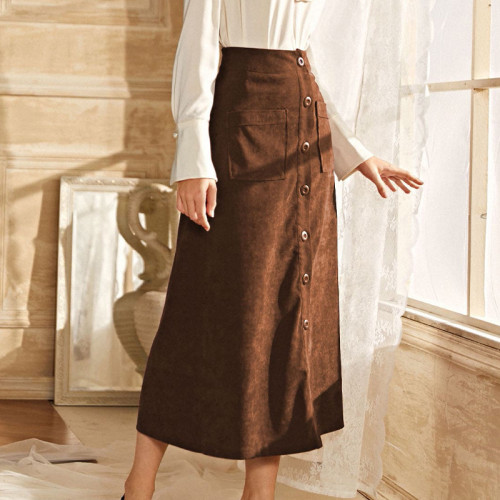 Women Fashion A-line High Waist Slim Slit Skirts