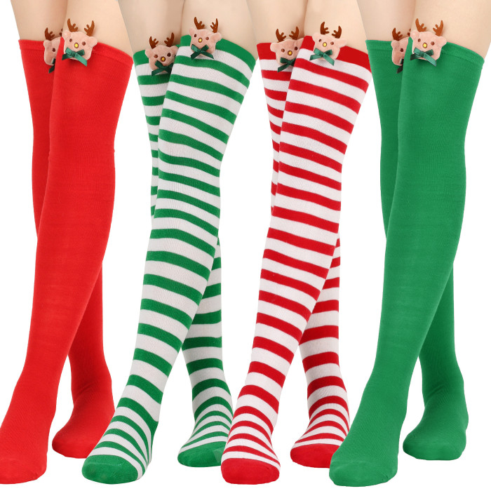 Women's Striped Stockings Long Knit Warm Socks
