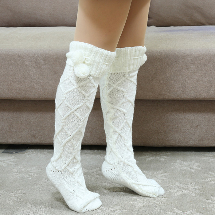 Ladies Winter Knitted Solid Solor Thicken Socks