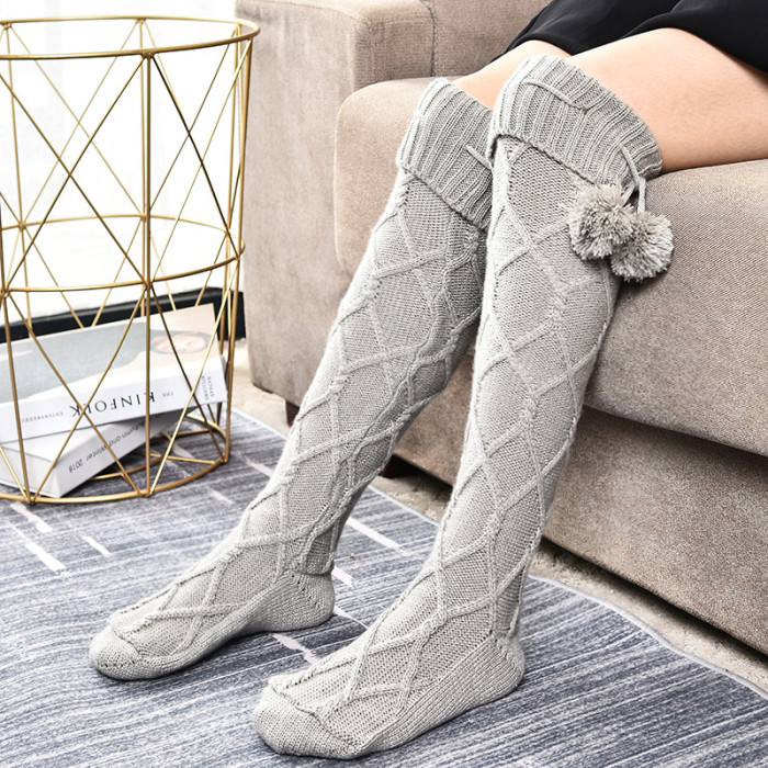 Ladies Winter Knitted Solid Solor Thicken Socks