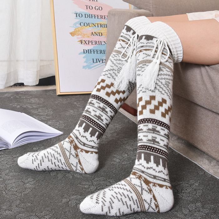 Christmas Women's Long Knitted Knit Socks