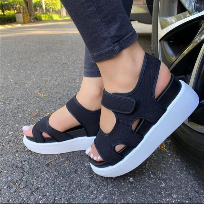 Woman Plus Size Platform Colorful Print Sports Sandals