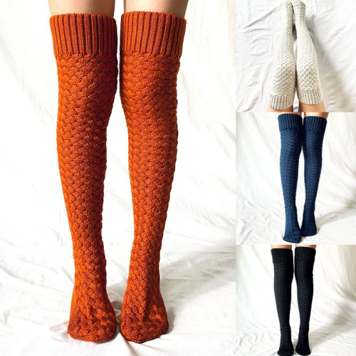 Women's Christmas Leisure Warm Color Solid Stocking