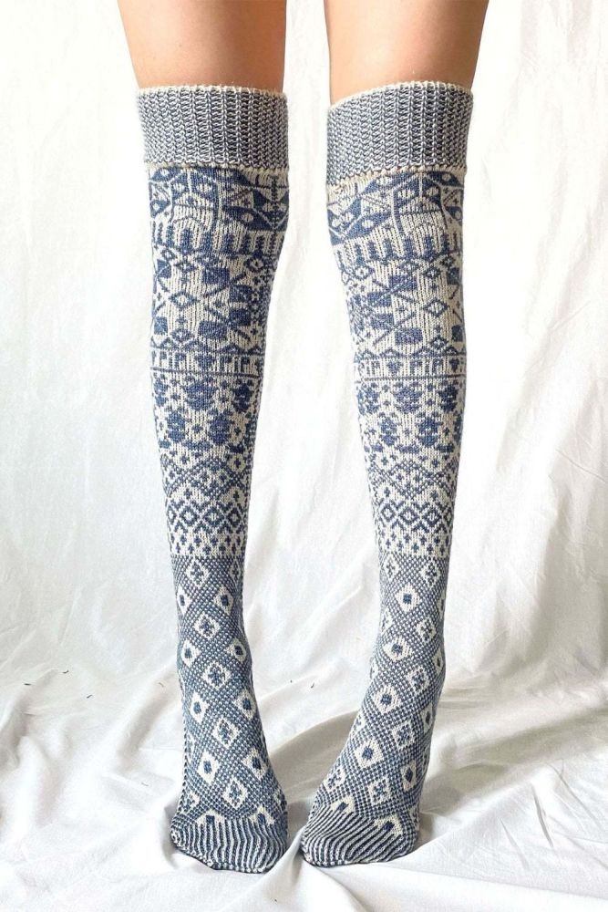 Woman Geometric Pattern Over-the-Knee Casual Knit Socks